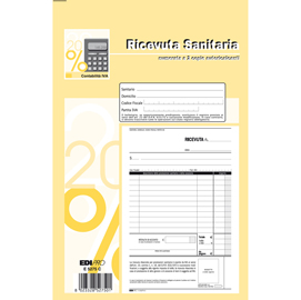 Blocco ricevute sanitarie numerate - 50/50 fogli autoricalcanti - 23 x 15cm - edipro