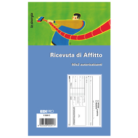 Blocco ricevute d'affitto - 50/50 fogli autoricaricanti - 9,9 x 17cm - 50 fogli - edipro