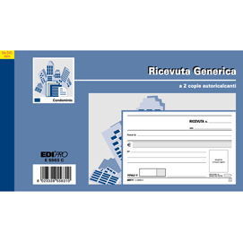 Blocco ricevute generiche - 50 fogli 2 copie autoricaricanti - 9,9 x 17cm - 50 fogli - edipro