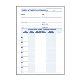 Blocco schede carburante - uso mano - 17 x 24cm - 12 fogli - bm