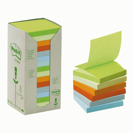 Blocco post it® z notes green - assortiti pastello - 76 x 76mm - 100 fogli - riciclabile 100% - post it®