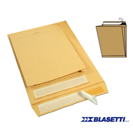 Busta a sacco avana - serie monodex - soffietti laterali - strip adesivo - 230x330x40 mm - 100 gr - blasetti - conf. 250 pezzi