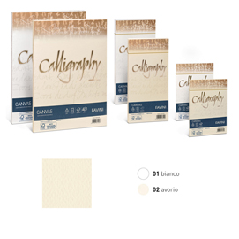 Busta calligraphy canvas - 110 x 220 mm - 100 gr - bianco 01 - favini - conf. 25 pezzi