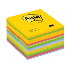 Blocco foglietti cubo - 76 x 76mm - giallo neon, verde ultra, verde, rosa ultra, blu ultra, blu - 450 fogli - post it®