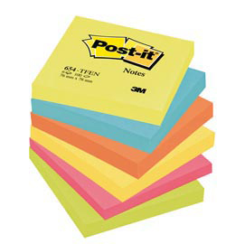 Blocco foglietti colori energy - colori assortiti - 76 x 76mm - 72gr - 100 fogli - post it®