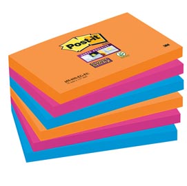 Blocco foglietti post it® super sticky - colore bangkok - 76 x 127mm - 90 fogli - post it®