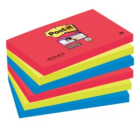 Blocco foglietti post it® super sticky - colore bora bora - 76 x 127mm - 90 fogli - post it®