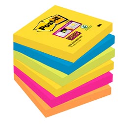 Blocco foglietti post it® super sticky - colore rio de janeiro - 76 x 76mm - 90 fogli - post it®
