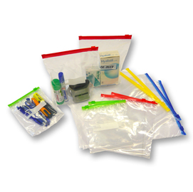 Buste slider - con chiusura zip e cursore - polietilene - 20x25x3 cm - 60 micron - trasparente/giallo - viva - conf. 50 pezzi