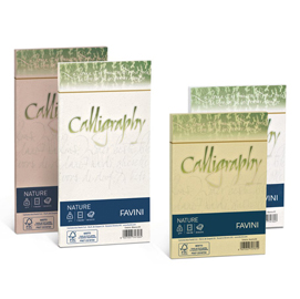 Busta calligraphy nature - 120 x 180 mm - 120 gr - verde oliva - favini - conf. 25 pezzi