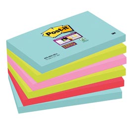 Blocco foglietti post it® super sticky - colore miami - 76 x 127mm - 90 fogli - post it®