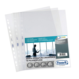 Buste forate l'originale - top - liscio - 30x42 cm (libro) - trasparente - favorit - conf. 10 pezzi