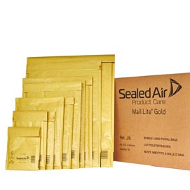 Busta imbottita mail lite® gold - formato k (35x47 cm) - avana - sealed air - confezione risparmio da 50 pezzi