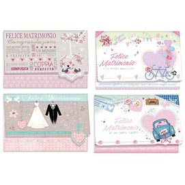 Biglietto auguri matrimonio portasoldi - 4 soggetti assortiti - kartos