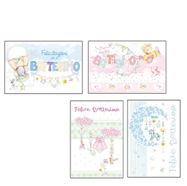 Biglietto auguri battesimo - 4 soggetti assortiti - kartos