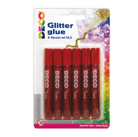 Blister colla glitter - 10,5ml - rosso - cwr - conf. 6 penne