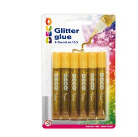 Blister colla glitter - 10,5ml - oro - cwr - conf. 6 penne