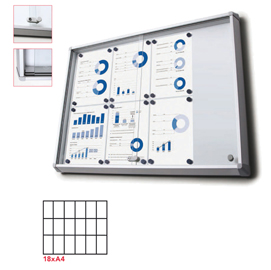 Bacheca per interni - magnetica - 18 fogli a4 - ante scorrevoli - studio t