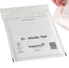 Busta imbottita mail lite® round trip - andata/ritorno - formato ll (23x33 cm) - sealed air - conf. 50 pezzi