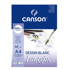 Blocco collato lato corto imagine - a4 - 200 gr - 50 fogli - canson