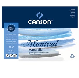 Blocco collato lato corto montval - 18x25 cm - 300 gr - 12 fogli - canson