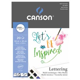 Blocco lettering mix media - 24x32 cm - 200 gr - 30 fogli - canson