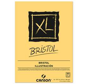 Blocco collato lato corto xl bristol - a3 - 180 gr - 50 fogli - canson