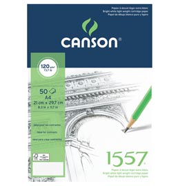 Blocco collato lato corto - a4 - 120 gr - 50 fogli - canson