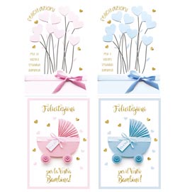 Biglietto auguri nascita - 4 soggetti assorititi - kartos