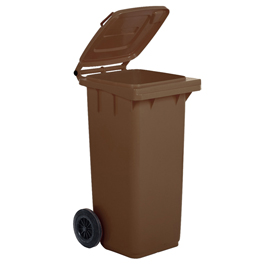 Bidone carrellato - 48x55x93 cm - 120 l - marrone - mobil plastic