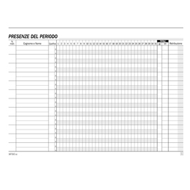 Blocco presenze mensili - 25 copie - autoricalcanti - 14,8x21,5cm - 16731c000 - flex