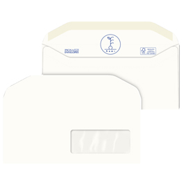 Buste bianche kami - in carta riciclata - con finestra - 110x230 mm - 100 gr - pigna - conf. 500 pezzi