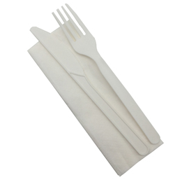 Bis posate cpla con tovagliolo 33x33 2 veli - bianchi - dopla - conf. 100 pezzi