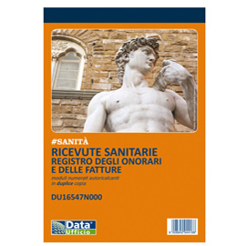 Blocco ricevute sanitarie registro degli onorari - 50/50 copie autoricalcanti - numerate - 21,5x14,8cm - du16547n000 - data ufficio