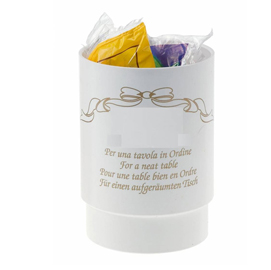 Barattolo portarifiuti da tavola - in plastica - Ø11x14 cm (h) - bianco - leone