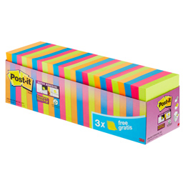 Blocco foglietti post it  super sticky - 76 x 76 mm - 90 fogli - colori assortiti - post it  - conf. 24 blocchi