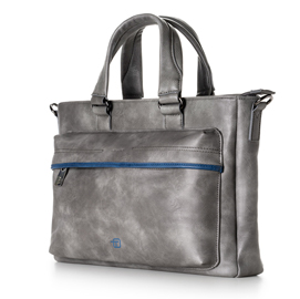 Borsa unisex bluegate - 39 x 29 x 13 cm - similpelle - grigio - in tempo
