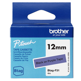 Brother - nastro -  nero/viola - btagf31 - 12mm x 4mt