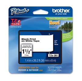 Brother - nastro -  nero/bianco - tze261 - 36mm x 8mt