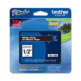 Brother - nastro - bianco/nero - tze335 - 12mm x 8mt