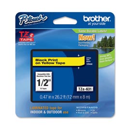 Brother - nastro -  nero/giallo - tze631 - 12mm x 8mt