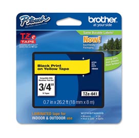 Brother - nastro -  nero/giallo - tze641 - 18mm x 8mt