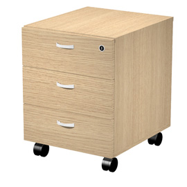 Cassettiera essence - 3 cassetti - con ruote - 41,5 x 49,5 x 57,6 cm - rovere - artexport