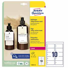Cartellini micro-perforato stampabili bianchi 90x50mm 10fg (10 cart/fg) avery