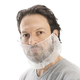 Copribarba con elastico nucale - taglia unica - plp - bianco - worker - conf. 100 pezzi