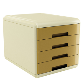 Cassettiera vintage caramel - 4 cassetti - 29,5 x 38,5 x 28,2 cm - ocra - arda