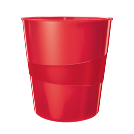 Cestino gettacarte wow - altezza 32,4 cm - diametro 29 cm - 15 l - rosso - leitz