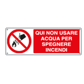 Cartello segnalatore - 35 x 12,5 cm - non usare acqua per spegn. Inc. - cartelli segnalatori