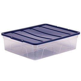 Contenitore multiuso bankers box - 32 x 40 x 11 cm - 12 l - pp - con coperchio blu - trasparente - fellowes