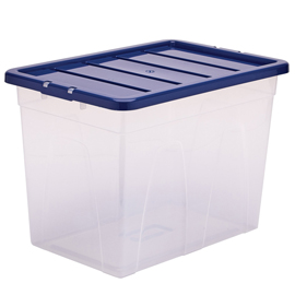 Contenitore multiuso bankers box - 38 x 56 x 41 cm - 64 l - pp - con coperchio blu - trasparente - fellowes